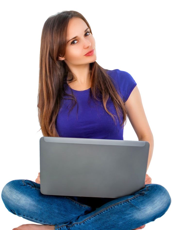 Cam girl - modelka pracující před webkamerou pro erotický video chat